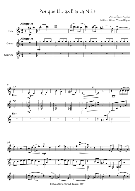 Free Sheet Music Sefardi Song Porque Llorax Nina Blanca