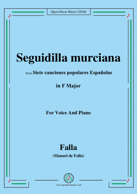 Seguidilla Murciana For Voice And Piano In F Major By Manuel De Falla Sheet Music