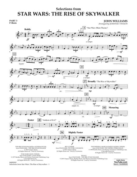 Selections From Star Wars The Rise Of Skywalker Pt 3 F Horn Sheet Music