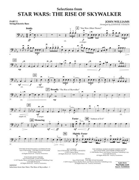 Selections From Star Wars The Rise Of Skywalker Pt 5 String Electric Bass Sheet Music