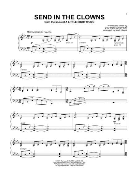Send In The Clowns From A Little Night Music Arr Mark Hayes Sheet Music
