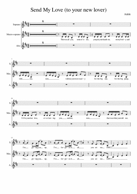 Send My Love To Your New Lover Adele Ssa Sheet Music