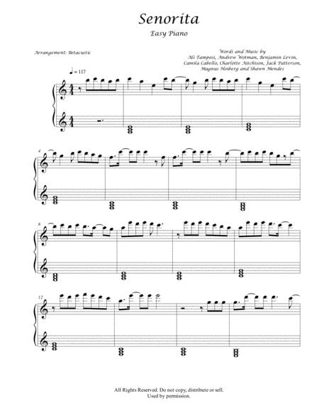 Senorita Shawn Mendes Sheet Music Easy Piano Sheet Music