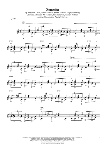 Free Sheet Music Senorita Solo Guitar Score