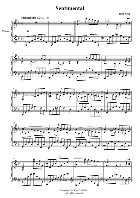 Free Sheet Music Sentimental