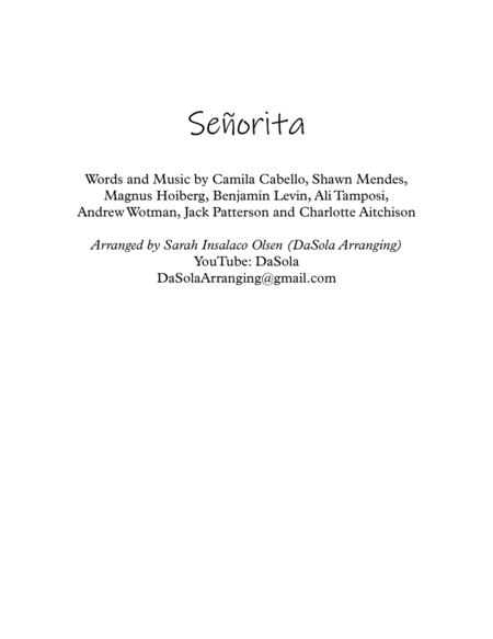Seorita By Shawn Mendes Camila Cabello String Quartet Arranged By Dasola Sheet Music