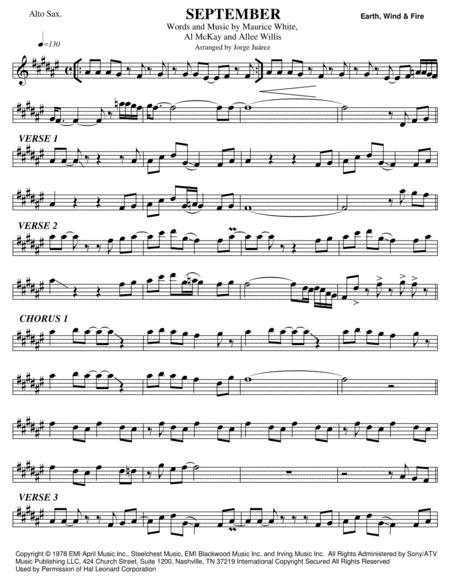 September Alto Sax Sheet Music