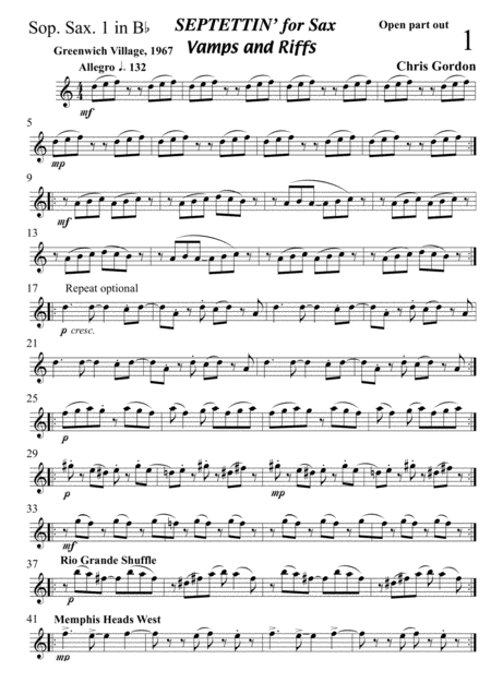 Free Sheet Music Septettin For Saxophones Set Of Parts