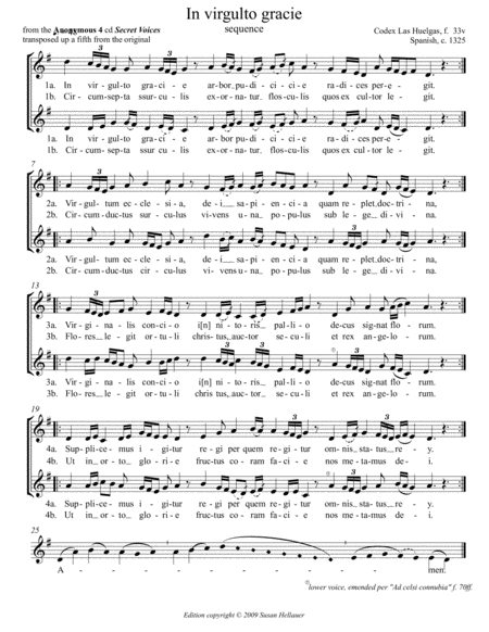 Sequence In Virgulto Gracie From Anonymous 4s Secret Voices Sheet Music