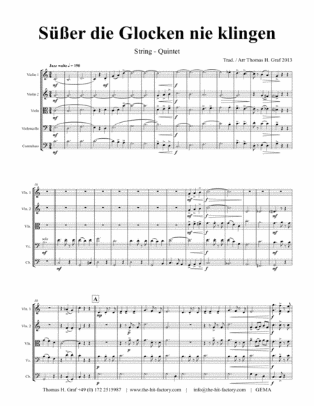 Ser Die Glocken Nie Klingen German Christmas Song Quintet Sheet Music