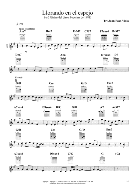 Free Sheet Music Ser Girn Llorando En El Espejo