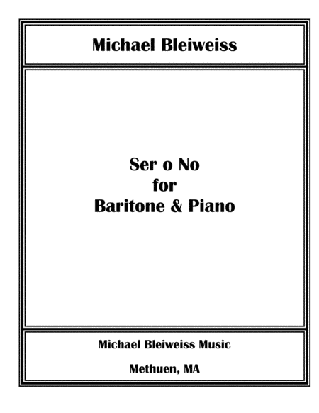 Free Sheet Music Ser O No For Baritone Voice And Piano