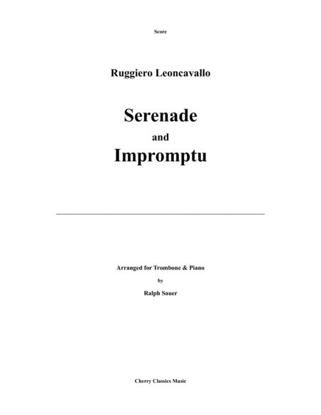 Serenade And Impromptu For Trombone And Piano Sheet Music