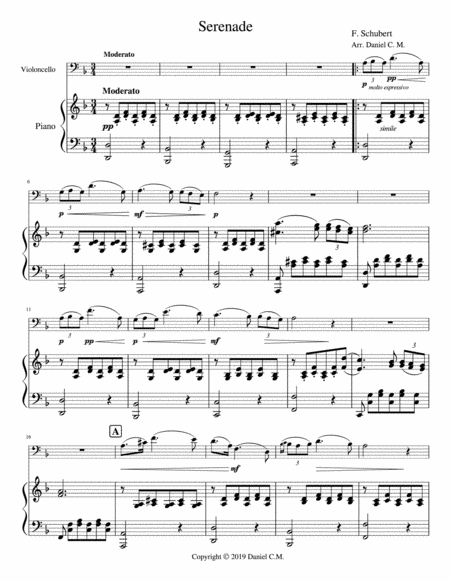 Free Sheet Music Serenade For Cello And Piano