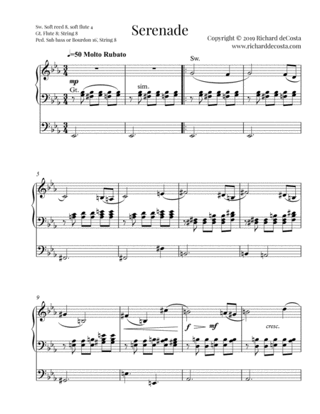 Serenade For Organ Sheet Music