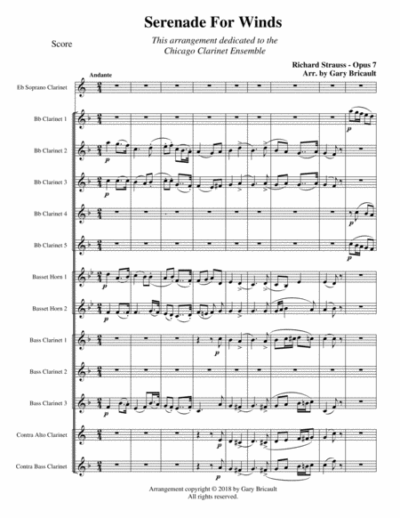 Free Sheet Music Serenade For Winds Opus 7