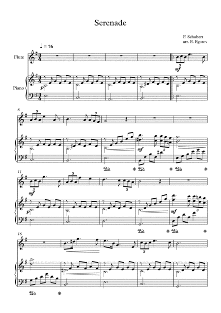 Free Sheet Music Serenade Franz Schubert For Flute Piano