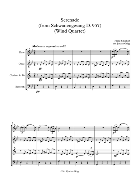 Free Sheet Music Serenade From Schwanengesang D 957 Wind Quartet