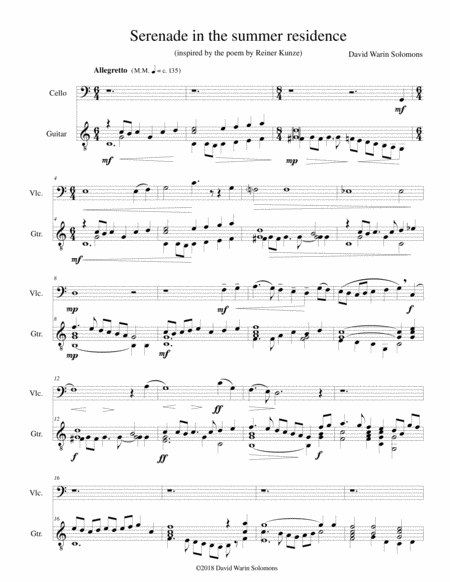 Serenade In The Summer Residence Serenata Nella Residenza Estiva For Cello And Guitar Sheet Music