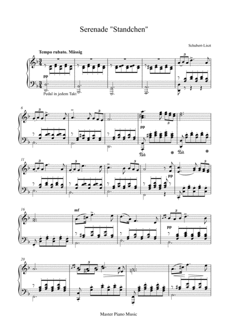 Free Sheet Music Serenade Standchen For Piano Solo Schubert