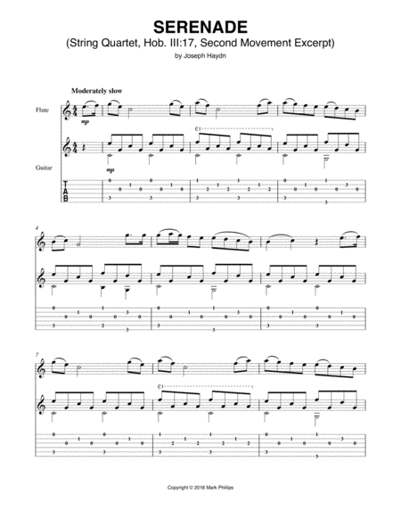 Free Sheet Music Serenade String Quartet Hob Iii 17 Second Movement Excerpt