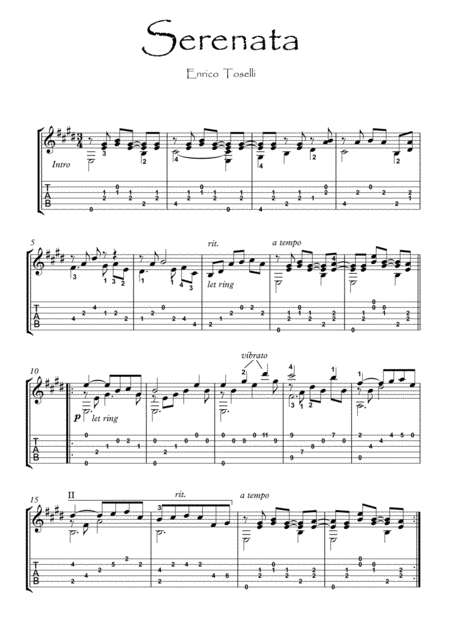 Serenata Guitar Solo By Toselli Sheet Music