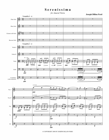 Free Sheet Music Serenissima For String Orchestra With Flute Oboe Clarinet And Bassoon Soloists