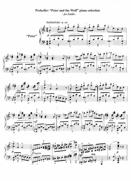 Free Sheet Music Sergei Prokofiev Peter And The Wolf Full Original Version Piano Solo