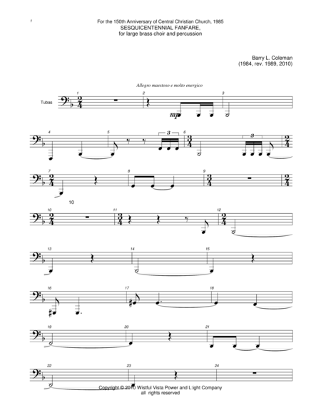 Free Sheet Music Sesquicentennial Tuba