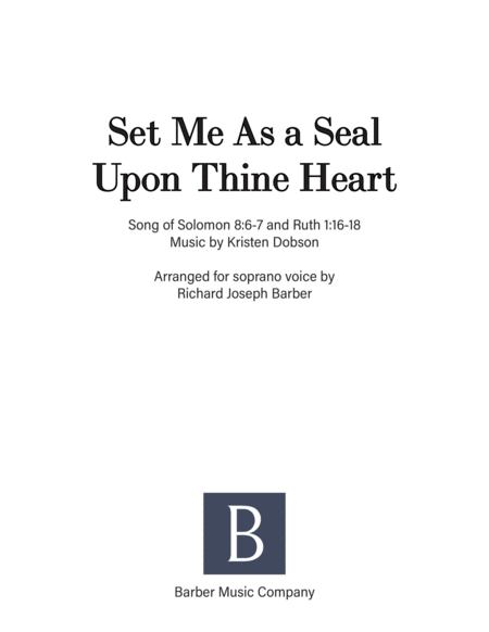 Free Sheet Music Set Me As A Seal Upon Thine Heart