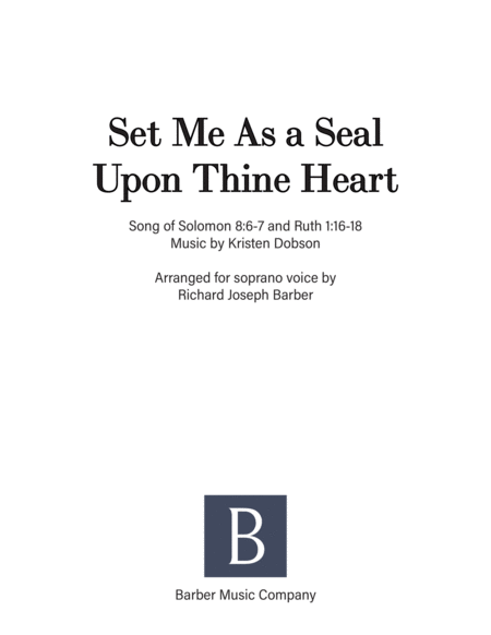 Set Me As A Seal Upon Thine Heart Sheet Music