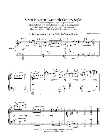 Seven Pieces In Twentieth Century Styles For Piano Solo Sheet Music