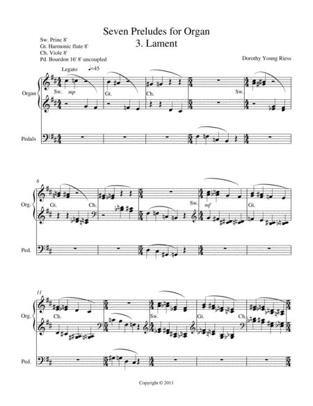 Seven Preludes For Organ 3 Lament Sheet Music