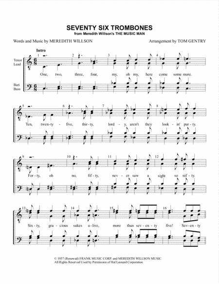 Free Sheet Music Seventy Six Trombones Ttbb