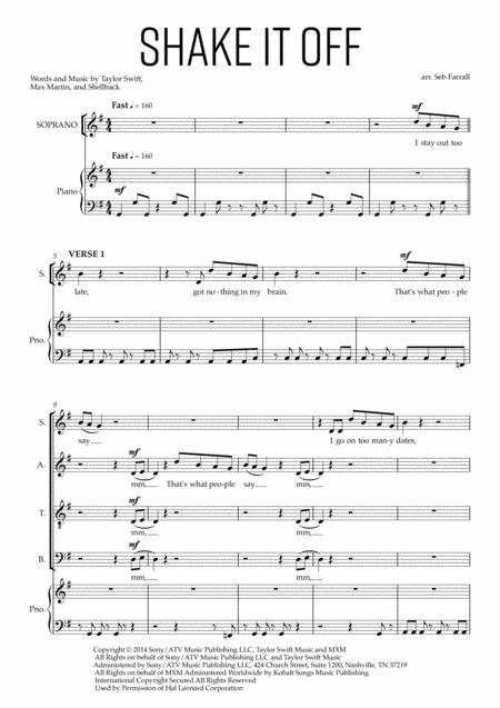 Shake It Off Satb Sheet Music