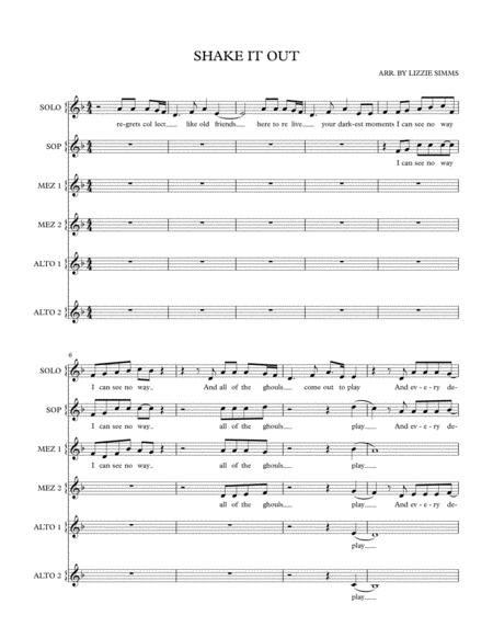 Shake It Out Female A Cappella Sheet Music