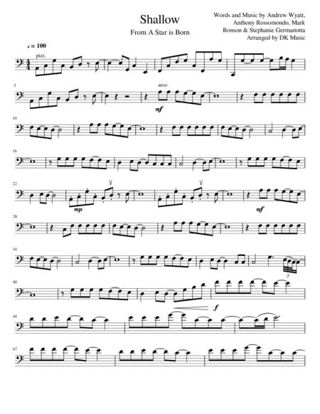 Shallow A Star Is Born Cello Solo Sheet Music