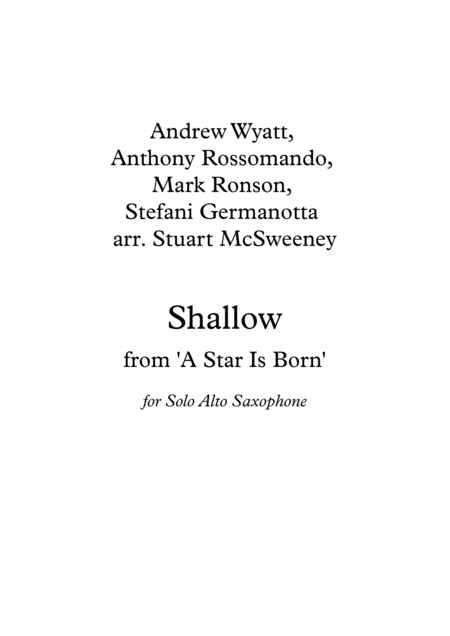 Free Sheet Music Shallow Alto Sax Solo