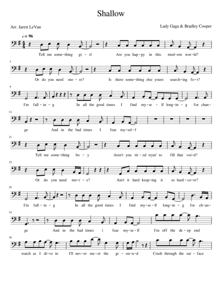 Free Sheet Music Shallow Cello Solo