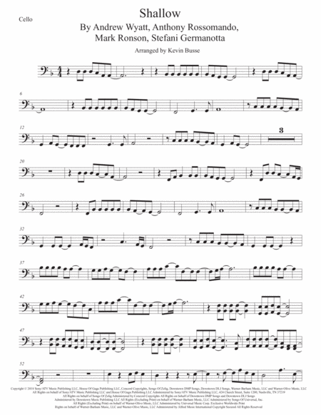 Free Sheet Music Shallow Cello