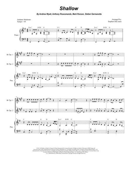 Shallow Duet For Bb Trumpet Sheet Music