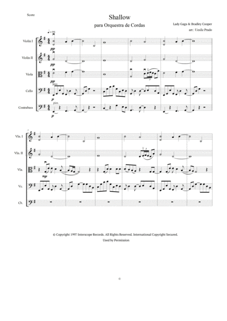 Free Sheet Music Shallow For String Orchestra