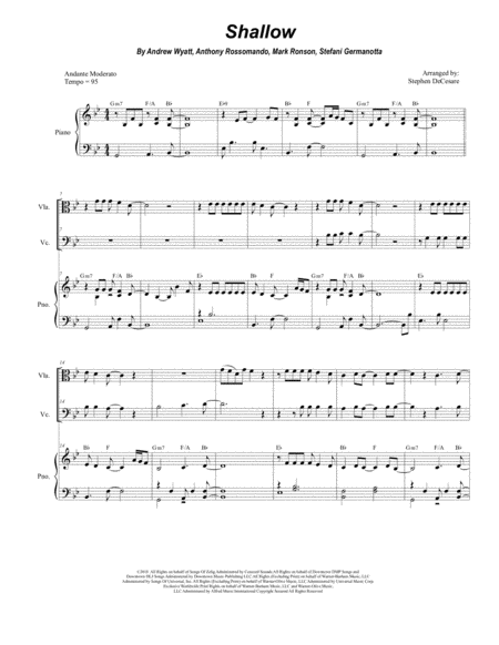 Free Sheet Music Shallow For String Quartet And Piano