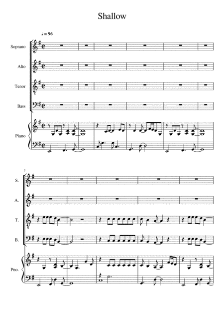 Free Sheet Music Shallow From A Star Is Born For Satb