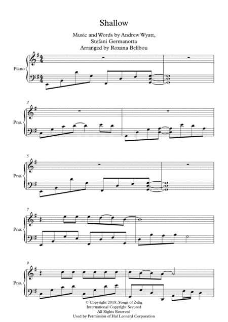 Shallow From A Star Is Born Piano Sheet Music