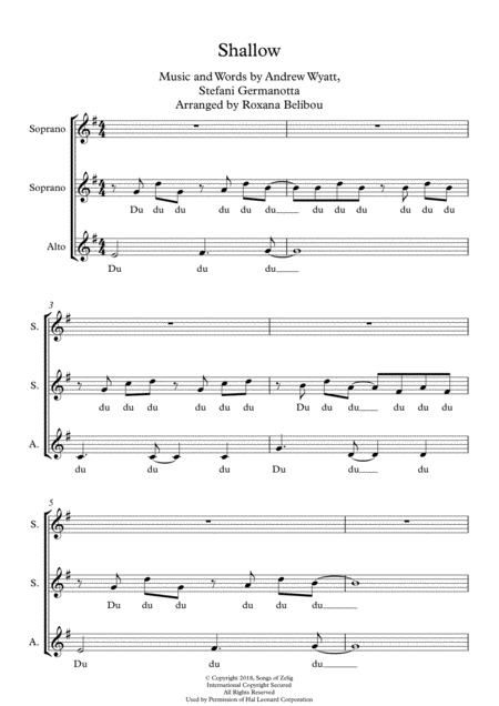 Shallow From A Star Is Born Ssa A Cappella Sheet Music