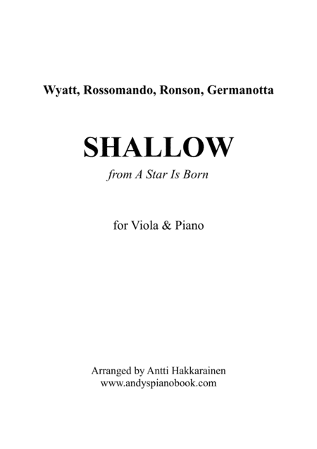 Shallow From A Star Is Born Viola Piano Sheet Music