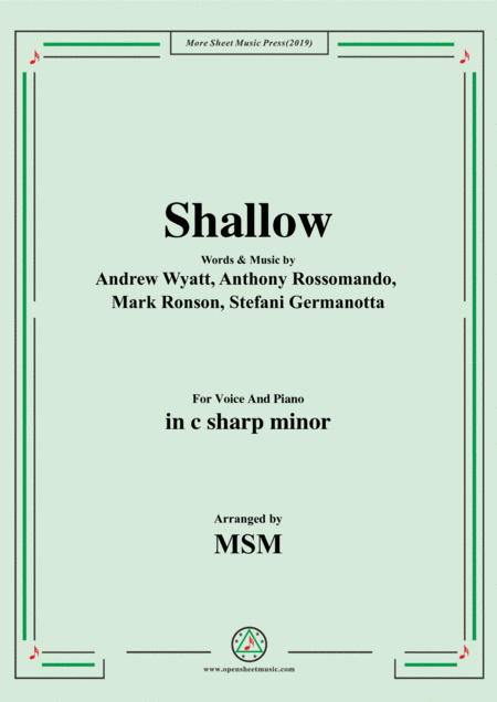 Free Sheet Music Shallow In C Sharp Minor For Voice And Piano