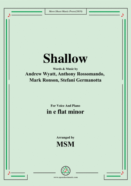 Shallow In E Flat Minor For Voice And Piano Sheet Music