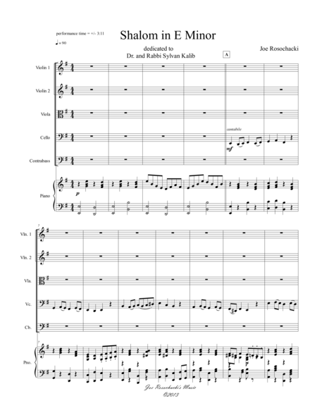 Free Sheet Music Shalom In E Minor